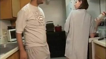 brother and sister blowjob in the kitchen