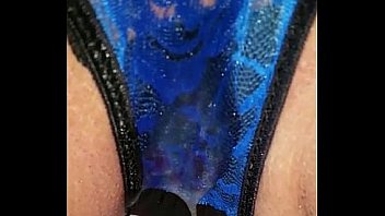 Crazy wet pussy drips through panties