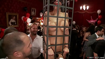 Two big boobs MILF slaves Simone Sonay and Syren de Mer at public Bday party of mistress Princess Donna Dolore get throats banged