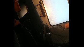These beautiful milf play with her feet in the train