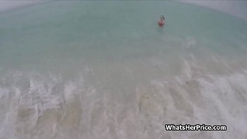 Busty lifeguard saves horny cock for money