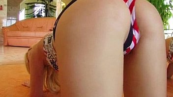 All Internal Flag wearing blonde has internal cumshot the drips out