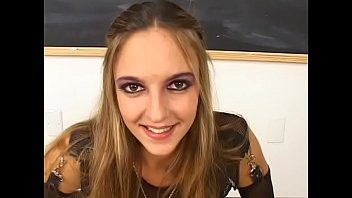 One slutty schoolgirl Lexi Love can suck two cocks at same time