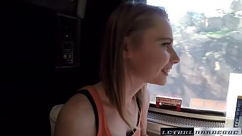 Catarina gets her teen Russian pussy plowed on a speeding train