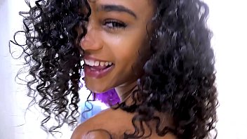 Ebony teen loves to give BJ's after a shower