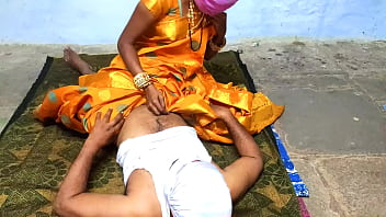 Sex with a Telugu wife in the middle of the night in a dark yellow sari