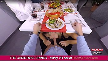 Blowjob under the table on Christmas in VR with beautiful blonde