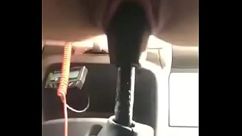 Woman outdoor masturbating using Gear Knob inside a car