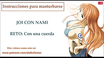 Como masturbarse siguiendo las órdenes de Nami, juego con cuerda.