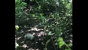 Teen slut found wanking in the woods. sucks cock