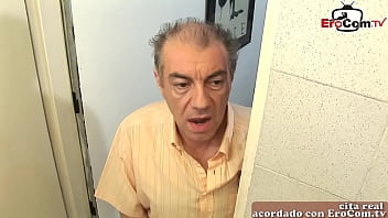 grandpa voyeure fucks spanish amateur teen in bathroom with small tits