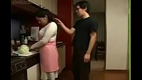 Japanese Stepmom and Son in Kitchen Fun