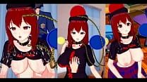 【エロゲーコイカツ！】東方project ヘカーティア・ラピスラズリのおっぱい揉んで仁王立ち手コキフェラ奉仕してもらってからのセックス！爆乳エロアニメ【ヘンタイゲーム】