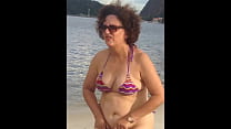 MY WIFE SEMI-NUDE IN THE BEACH
